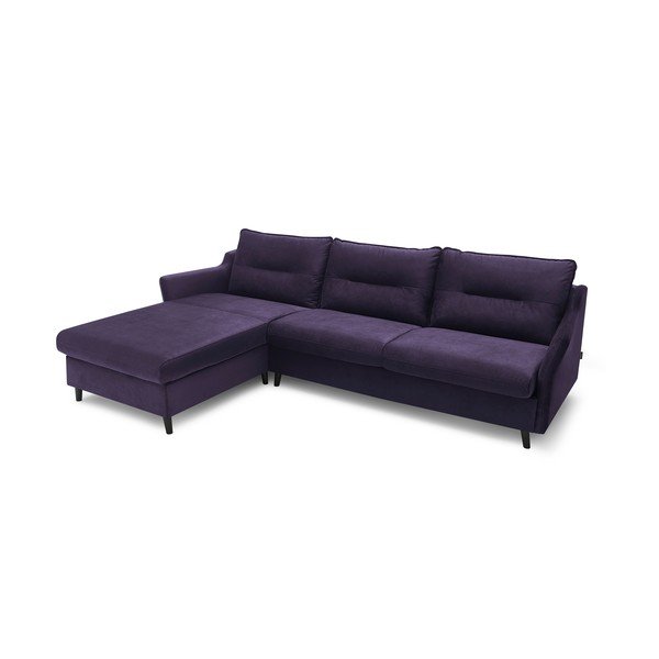 Divano letto angolare in velluto viola prugna Loft, angolo sinistro - Bobochic Paris-image-4
