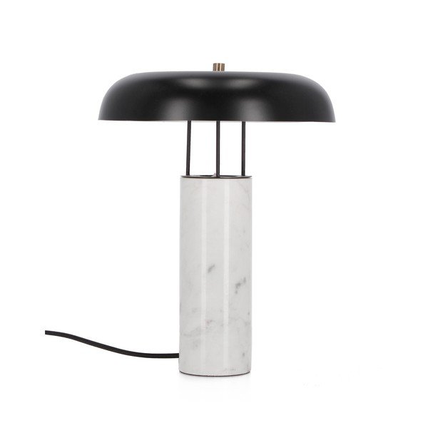 Lampada da tavolo bianca e nera in marmo con paralume in metallo (altezza totale 33 cm) Kaithal – Bizzotto