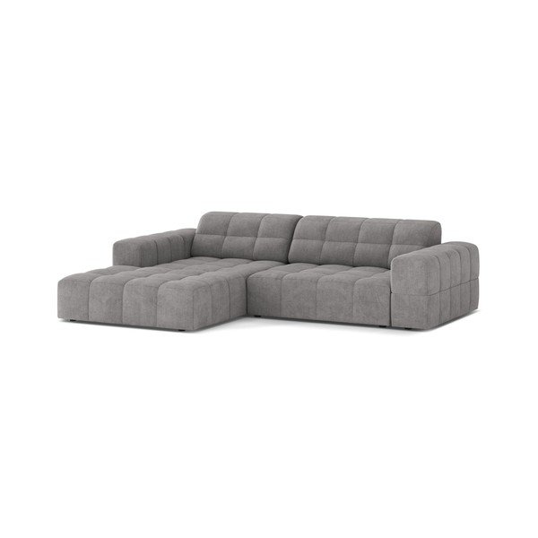 Divano angolare grigio (con penisola a sinistra/con chaise lounge) con rivestimento in ciniglia Chicago – Cosmopolitan Design-image-1