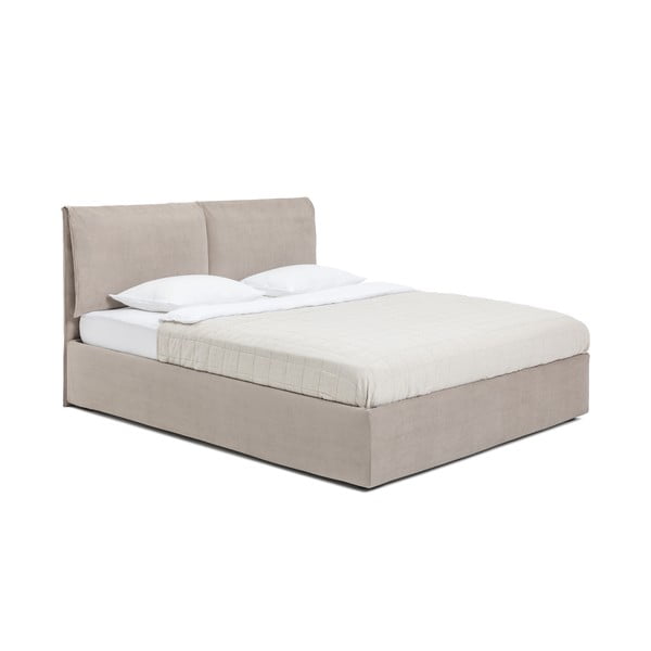 Letto matrimoniale imbottito grigio tortora con contenitore con rete inclusa 160x200 cm Thessa Pillow – Bonami Selection