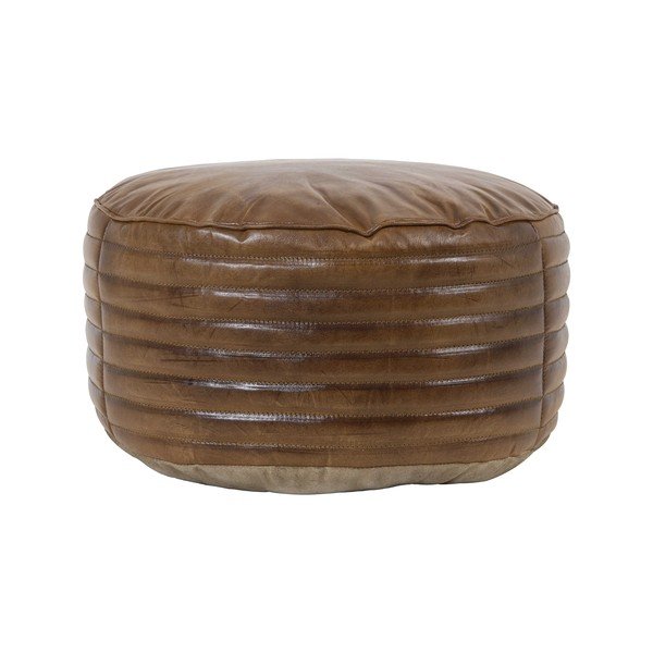 Pouf in pelle marrone ø 50 cm Luka - Light & Living