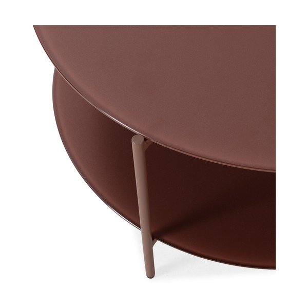 Tavolino da salotto rotondo color terracotta con piano in vetro ø 83 cm Davi – MOME-image-4