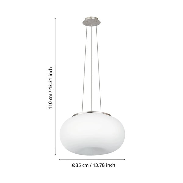 Lampadario bianco/argentato con paralume in vetro ø 37,5 cm OPTICA – EGLO-image-3