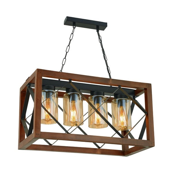 Lampada a sospensione in legno di carpino Zikzak Camlı 4lü - Opviq lights