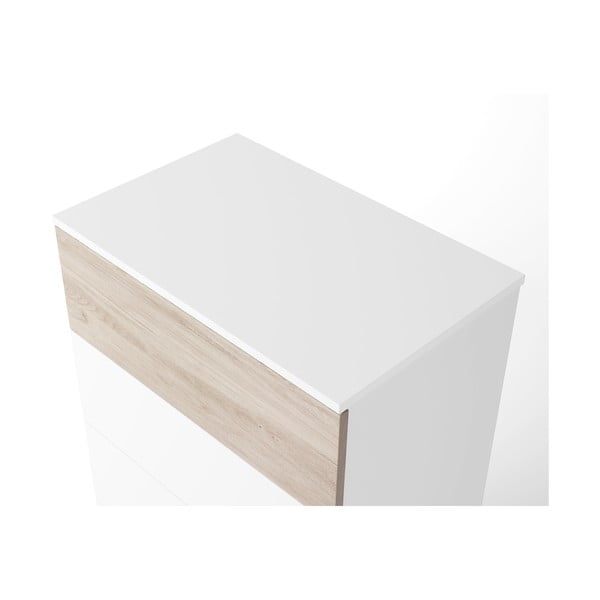 Cassettiera alta bianca in rovere 62x111 cm Sahara - Marckeric-image-4