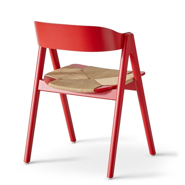Sedia da pranzo in legno di faggio rosso con seduta in rattan Findahl di Hammel Mette - Hammel Furniture-image-3
