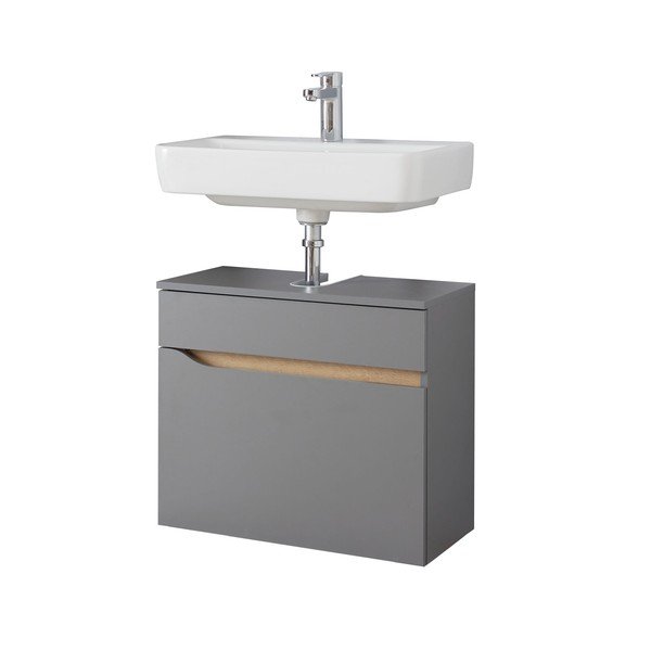 Mobile sospeso grigio sotto il lavabo 60x53 cm Set 357 - Pelipal-image-4