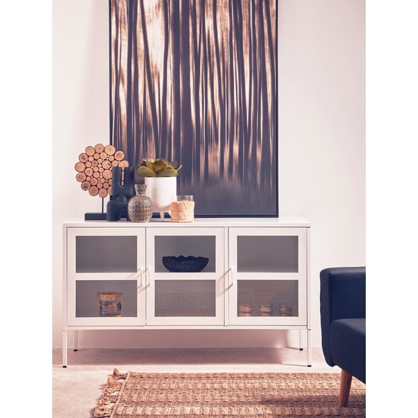 Vetrina bianca in acciaio 140x80x45 cm Acier – Premier Housewares-image-1
