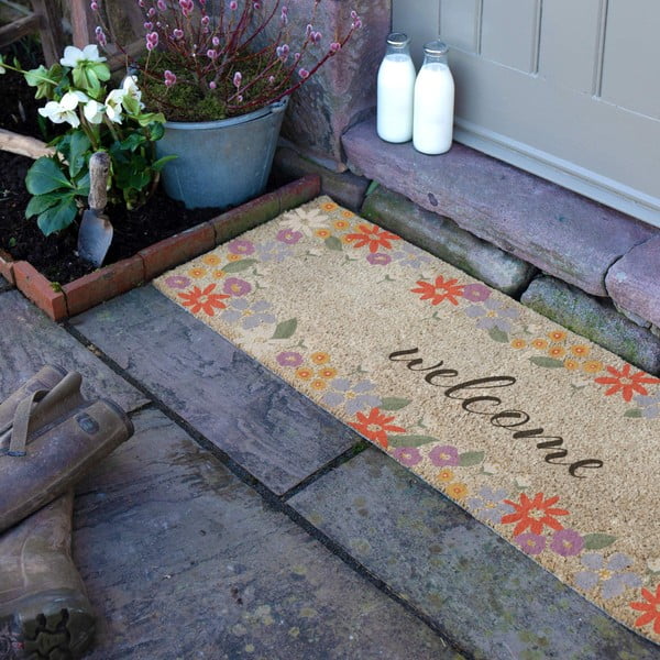 Zerbino in fibre di cocco 40x120 cm Welcome Floral – Artsy Doormats-image-2