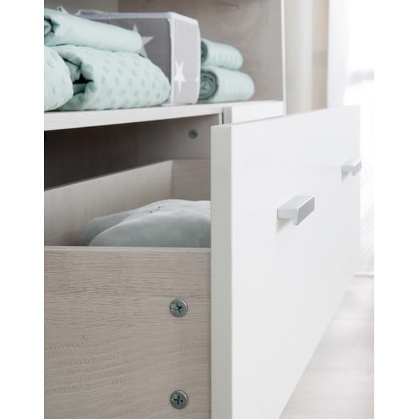 Cassettiera bassa bianca in rovere con fasciatoio 117x98 cm Julia - Roba-image-3