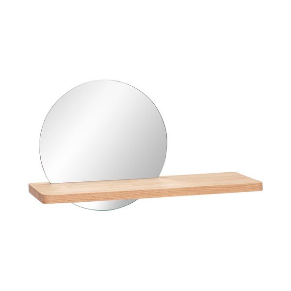 Specchio da parete con mensola in legno Gunnel, lunghezza 50 cm - Hübsch