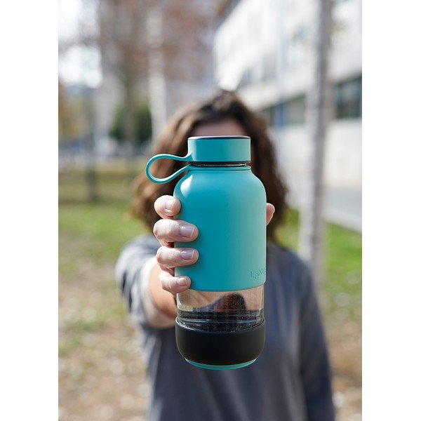 Bottiglia bottiglia da viaggio turchese in vetro 500 ml To Go – Lékué-image-3
