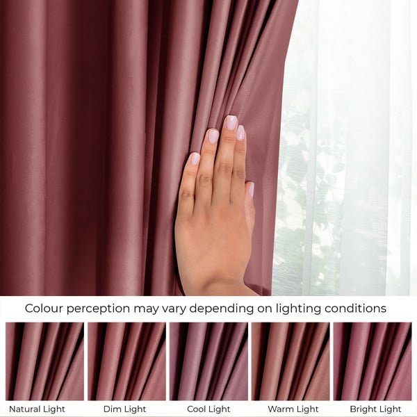 Tenda parzialmente oscurante rosa in velluto 140x245 cm Eyelets – Restilo-image-4