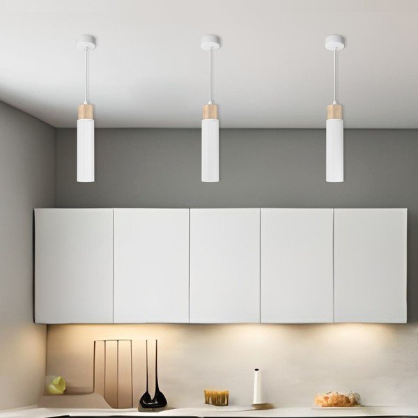 Apparecchio a sospensione con paralume in metallo in colore bianco-naturale Claro - Candellux Lighting-image-1