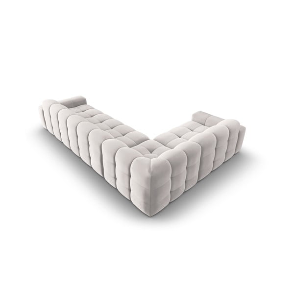 Divano angolare in velluto grigio chiaro (angolo sinistro) Kendal - Micadoni Home-image-4