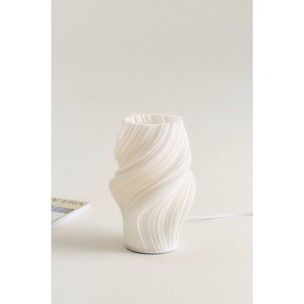 Lampada da tavolo bianca in plastica (altezza totale 27 cm) Calais – Jotex-image-3