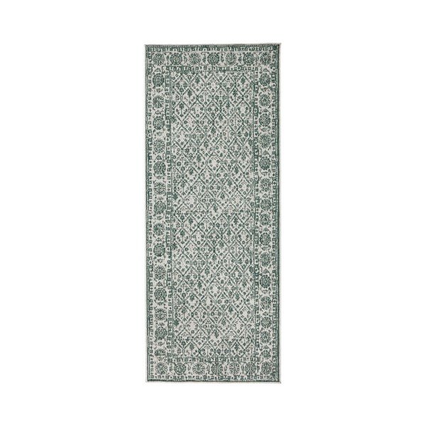 Šedo-zelený vzorovaný oboustranný koberec Bougari Curacao, 80 x 250 cm