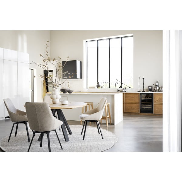 Tavolo da pranzo rotondo pieghevole in rovere naturale ø 135 cm Maddock - Rowico-image-2