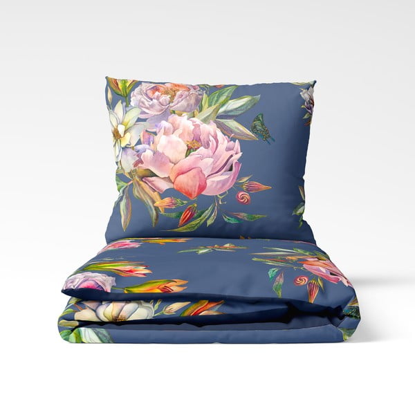 Biancheria da letto matrimoniale in cotone sateen blu navy 200 x 200 cm Floret - Bonami Selection-image-2