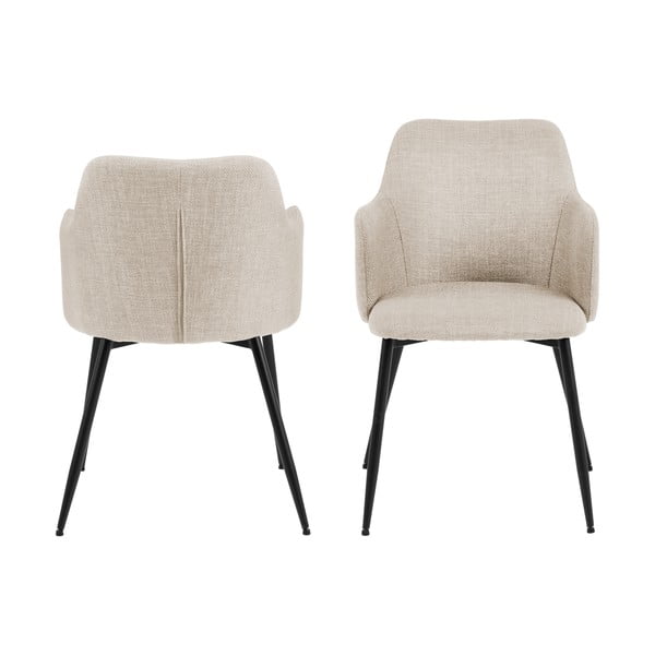 Set di sedie da pranzo color crema in imbottito 2 pz Ilsa – Actona-image-4