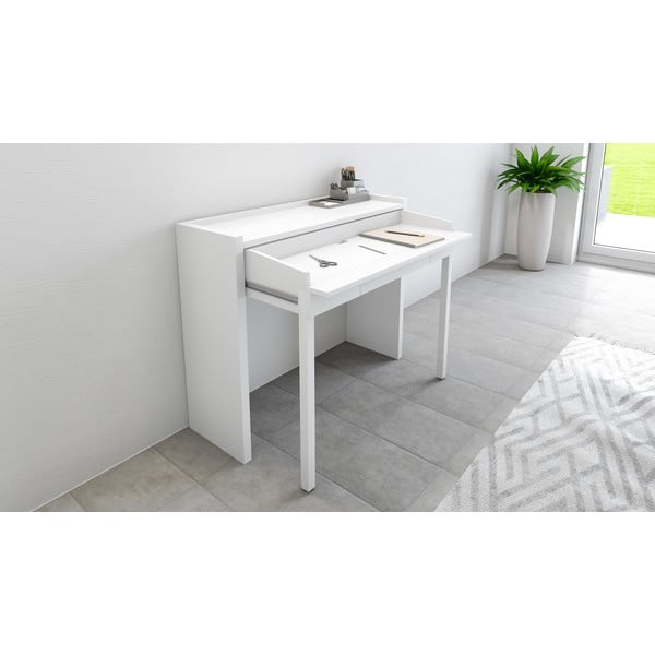 Tavolo da lavoro con piano bianco 36x110 cm Mel - Woodman-image-1