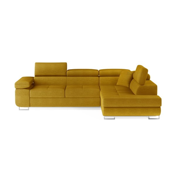 Divano angolare giallo allungabile/con contenitore (con penisola a destra/a L) Anton – ELTAP