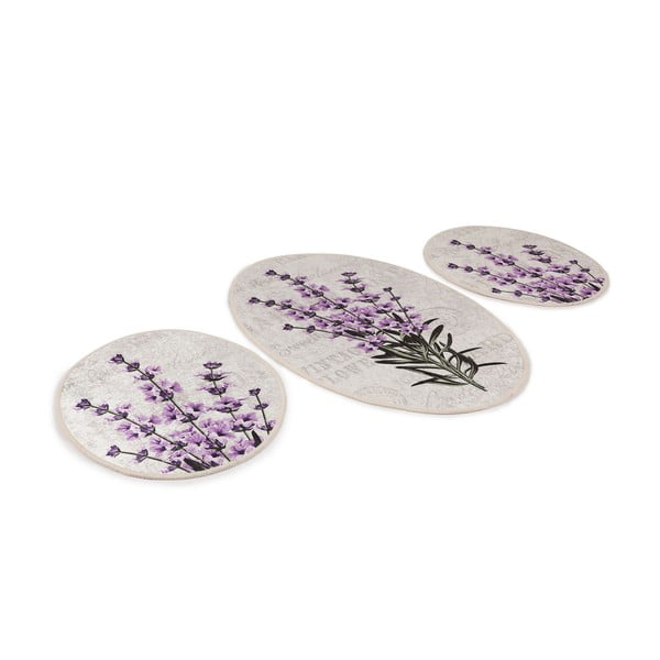 Set di tappetini per il bagno viola/beige 3 pz 60x100 cm Lavender – Foutastic