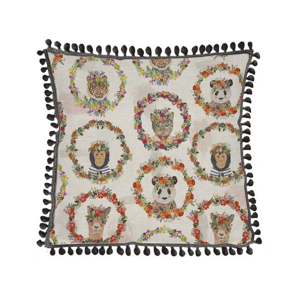 Cuscino in lino, 45 x 45 cm Floral Monkey - Really Nice Things-image-2