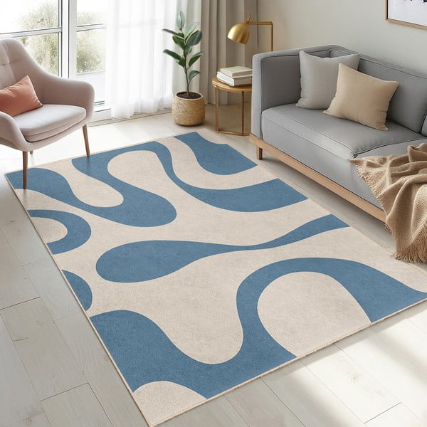 Tappeto blu lavabile 160x230 cm Blue Latte – Mila Home-image-2
