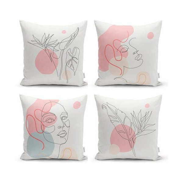 Set di 4 federe decorative Donna minimalista, 45 x 45 cm - Minimalist Cushion Covers