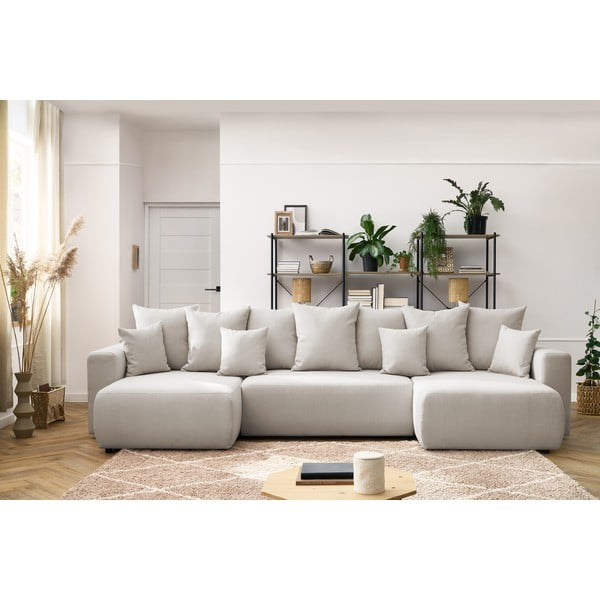 Divano letto a U beige chiaro Envy - Bobochic Paris-image-1