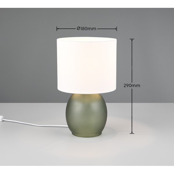 Lampada da tavolo bianco-verde con paralume in tessuto (altezza 29 cm) Vela - Trio-image-4