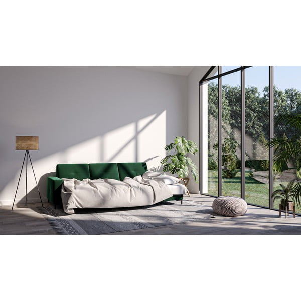 Divano letto angolare in velluto verde scuro, angolo destro Moor - Ghado-image-1