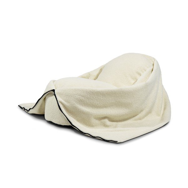 Pouf a sacco per bambini color crema con rivestimento in bouclé Cocoon 80 – SLOWDOWN