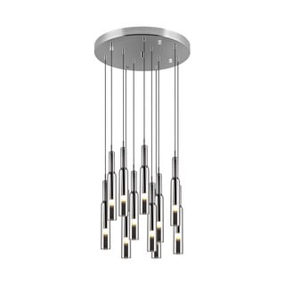 Apparecchio a sospensione LED con paralume in vetro ø 50 cm in argento Lucent - Trio Select