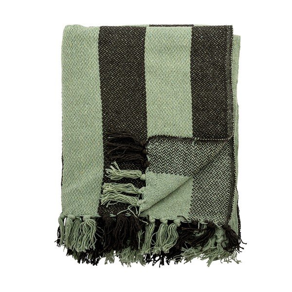 Coperta verde in cotone riciclato 130x160 cm Frello – Bloomingville