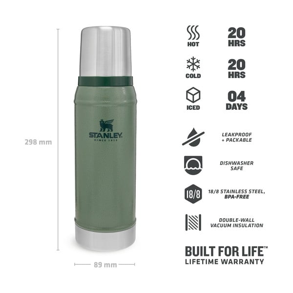 Borraccia termica verde in acciaio inox 750 ml Legendary Classic Hammer Tone Green – Stanley-image-4