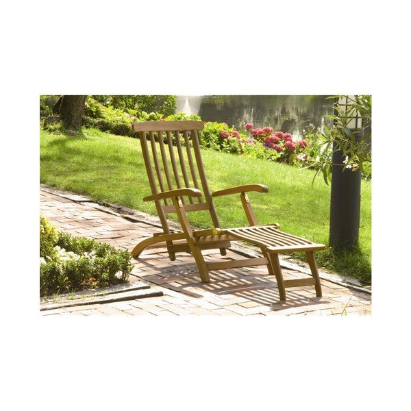 Chaise longue da giardino in legno marrone Phoenix - Garden Pleasure-image-1