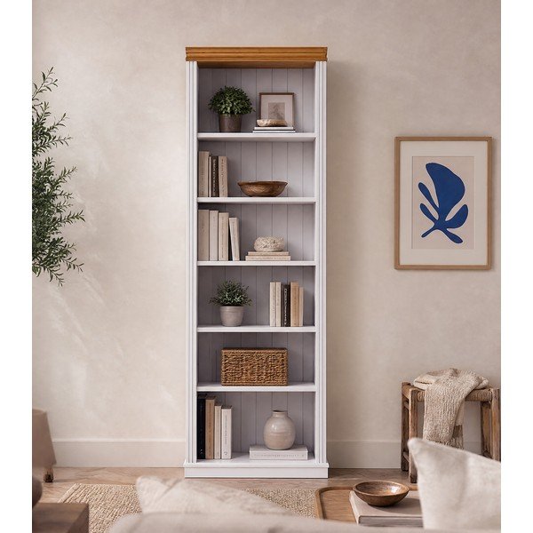 Libreria bianca in pino massiccio 74x223x37 cm Anita – Støraa-image-3