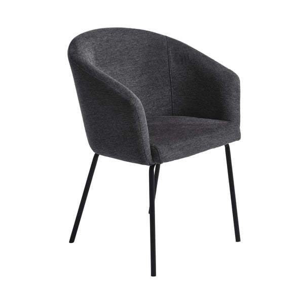 Sedia da pranzo grigio scuro in imbottito con braccioli Easton – Unique Furniture