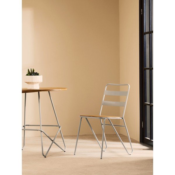 Sedia da pranzo grigia/di colore naturale in olmo massiccio District – Premier Housewares-image-3