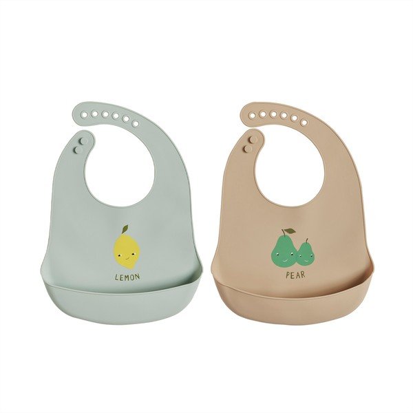 Set di bavaglini color menta/beige in silicone 2 pz Yummy – OYOY Mini