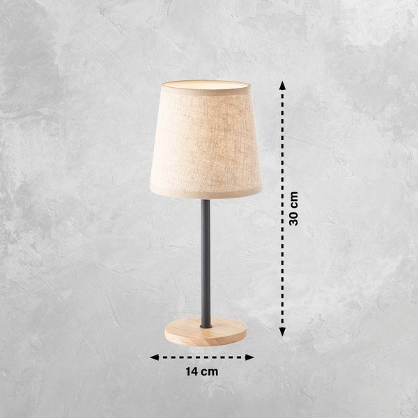 Lampada da tavolo nero/colore naturale con paralume in tessuto (altezza 30 cm) Eve - Fischer & Honsel-image-1