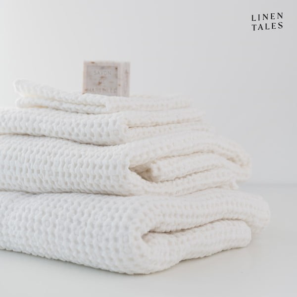 Asciugamani e teli da bagno bianchi in un set di 3 pezzi White - Linen Tales
