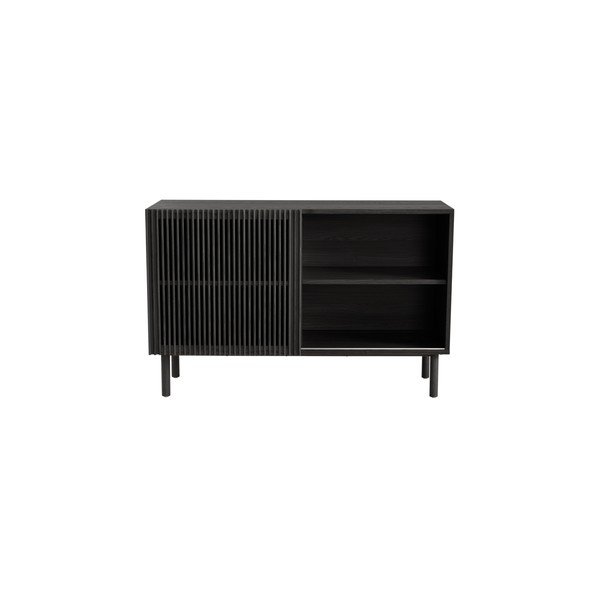 Armadietto nero con effetto frassino con porte scorrevoli 124x80x45 cm Sion – Jotex-image-4