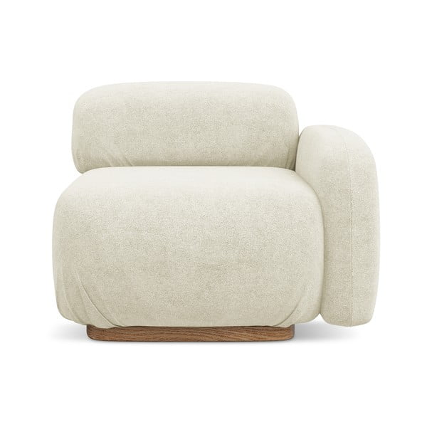 Parte divano componibile color crema (con penisola a destra) con rivestimento in bouclé Ailani – Makamii