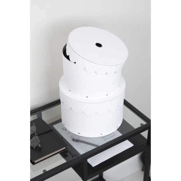 Scatole in set con coperchio bianche in cartone 2 pz ø 26x17,5 cm Wilma Paper Laminate – Bigso-image-1