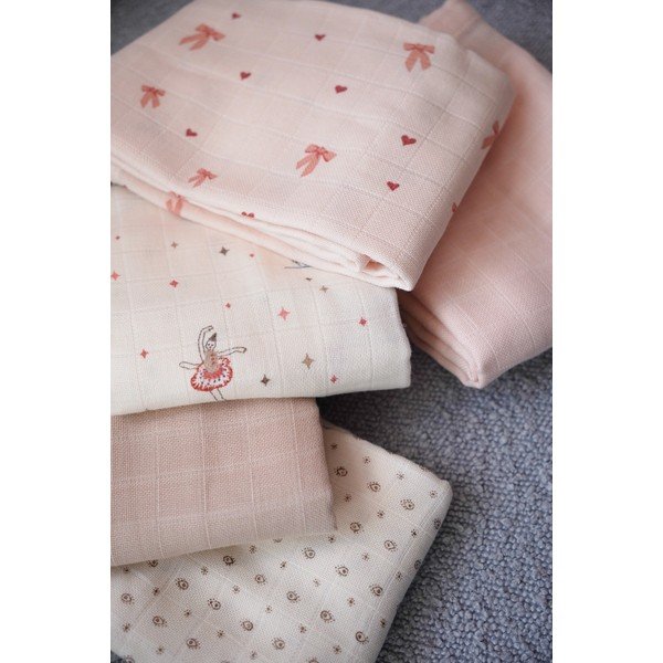 Pannolini rosa/beige in mussola 2 pz 70x70 cm Bows – Cam Cam Copenhagen-image-2