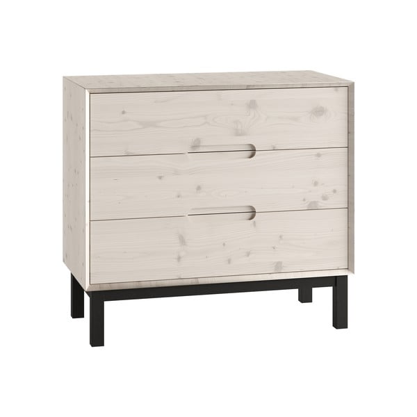 Cassettiera per bambini bassa bianca in pino massiccio 100x91 cm Country – Pinio-image-2