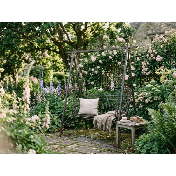Altalena da giardino in metallo nero Kari - Garden Pleasure-image-3